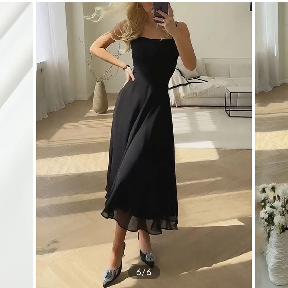 Commense Black Semi-Sheer Cami Long Dress